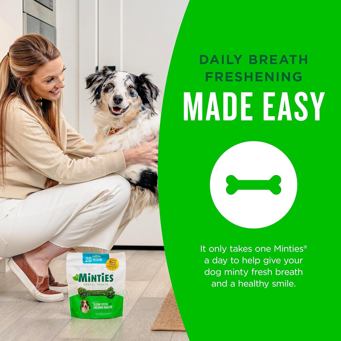 Vetiq Dog Dental Bone Treats, Dental Chews for Dogs, (Perfect for Medium/Large Dogs over 40 Lbs)