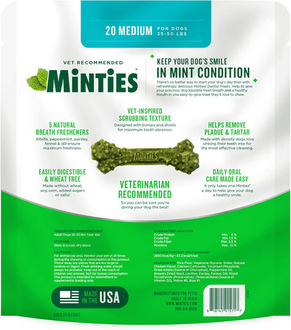 Vetiq Dog Dental Bone Treats, Dental Chews for Dogs, (Perfect for Medium/Large Dogs over 40 Lbs)